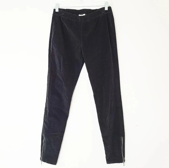 New Joie Mikael Black Fine-Wale Stretch Corduroy Leggings M